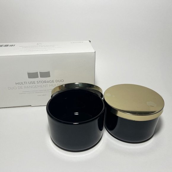 Z Gallerie Storage & Organization Z Gallerie Storage Duo Set Of 2 Ceramic Canisters Black